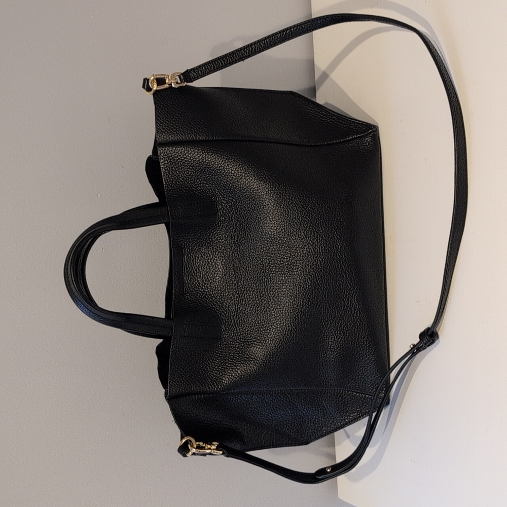 Banana Republic Slouchy Leather Tote In Black With Removable Crossbody Strap